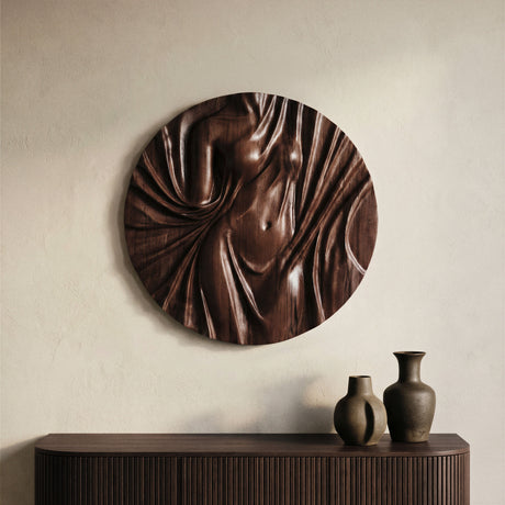 Hand Carved Teak Wall Art - Aurelia (Dark Teak)