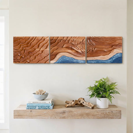 Hand Carved Teak Wall Art  - Coastal Pulse