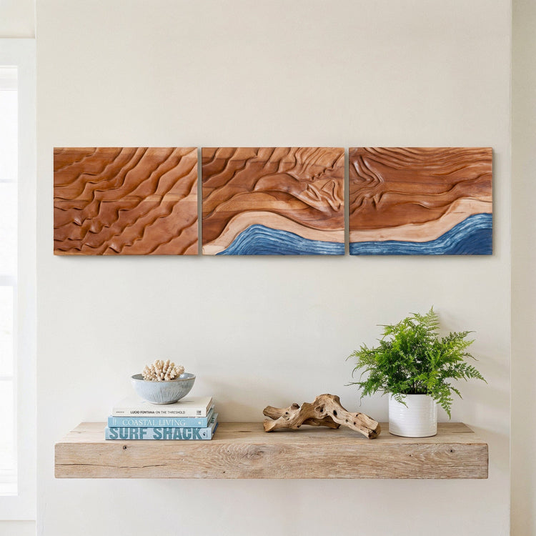 Abstract Wood Wall Art | Wooden Triptych Set | Noro Arts