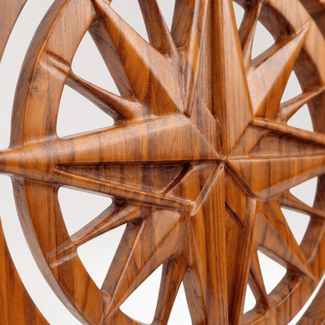 Hand Carved Teak Wall Art - Compass
