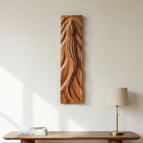 Hand Carved Teak Wall Art  - Crocodile