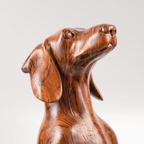 Hand Carved Teak Wood Sculpture - Dachshund