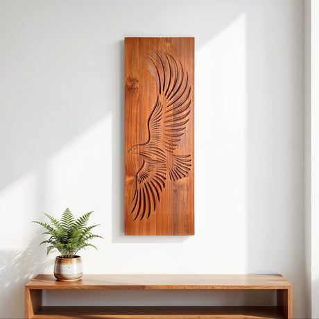 Hand Carved Teak Wall Art - Eagle