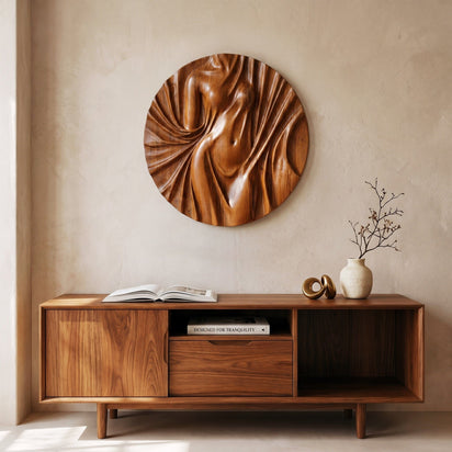 Aurelia Teak Wall Art | Hand-Carved Wood Decor | Noro Arts