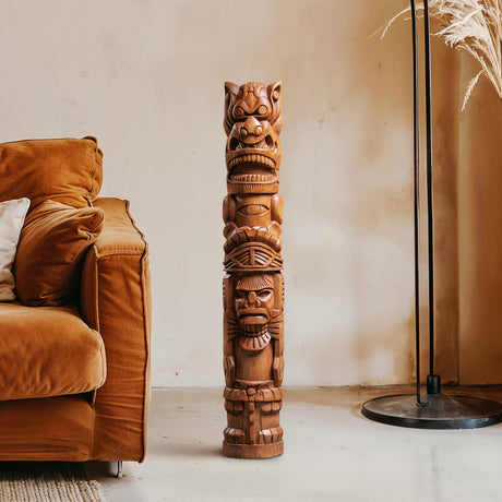 Hand Carved Totem Pole - Jaguar