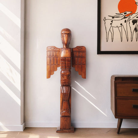 Hand Carved Totem Pole - Sage