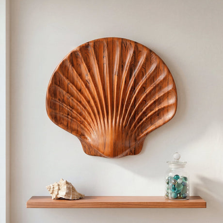 Hand Carved Teak Wall Art - Shell